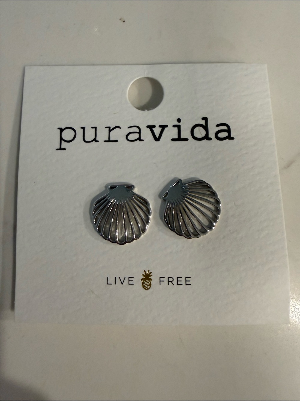 Pura Vida Polished Silver Shell Stud Earrings